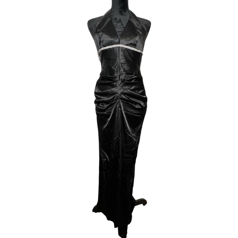 Vintage Cinderella Divine Elegant Black Halter Evening Dress Women’s Size Large